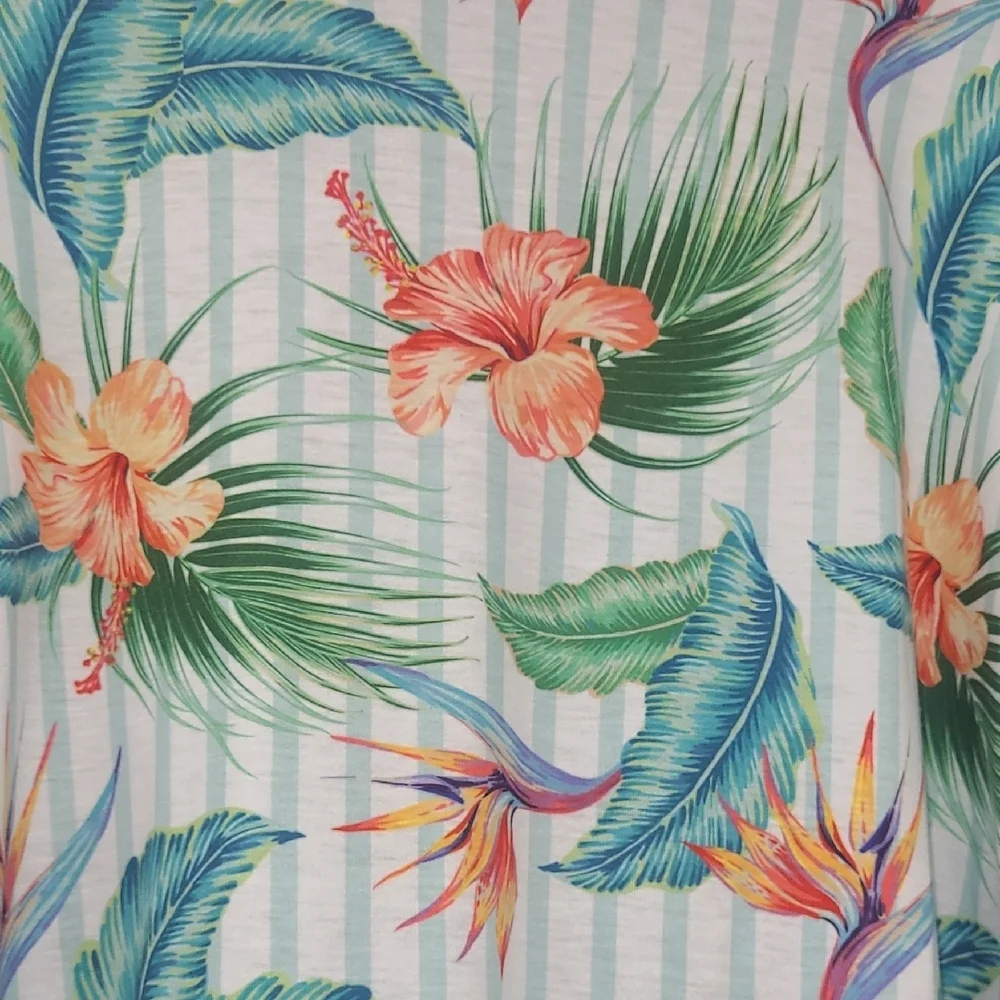 Floral Kimono Cardigan Open Front Hibiscus Bird Of Paradise Print Wrap White